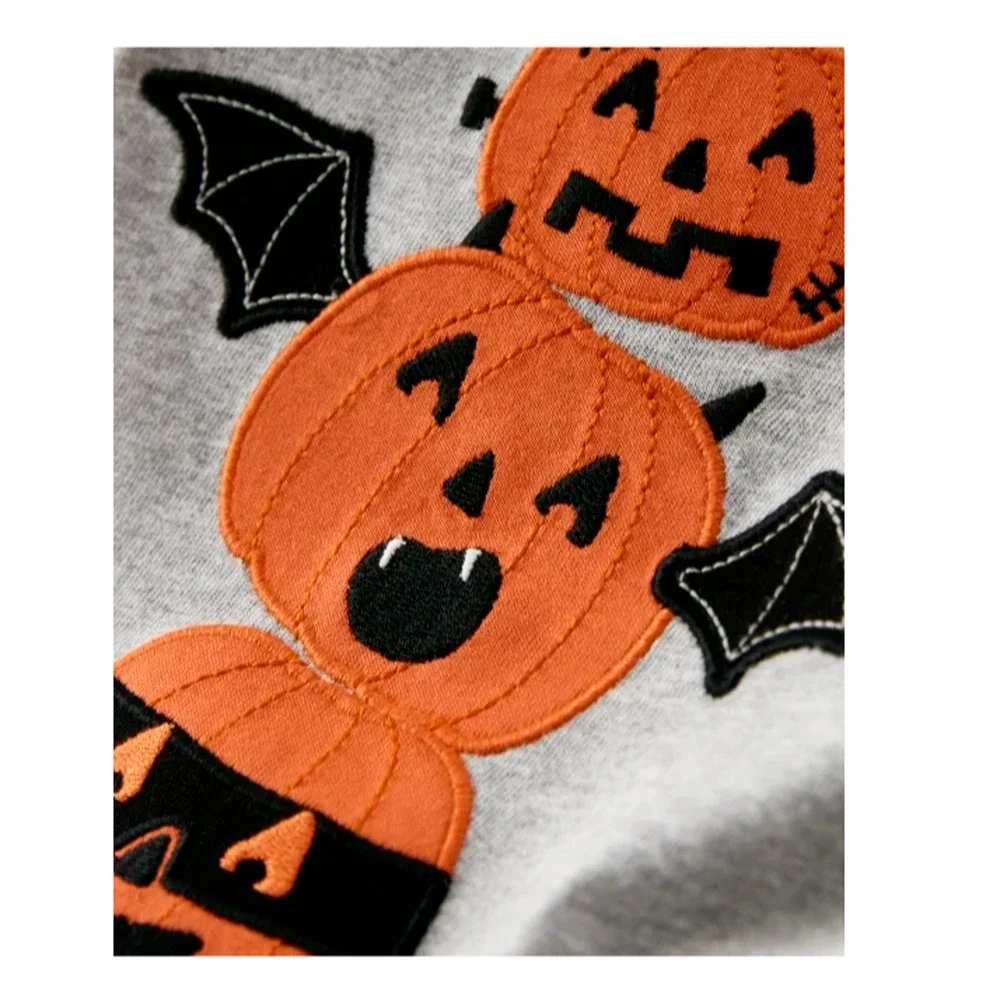*NWT Gymboree Boys Grey & Orange Halloween Pumpkin Top